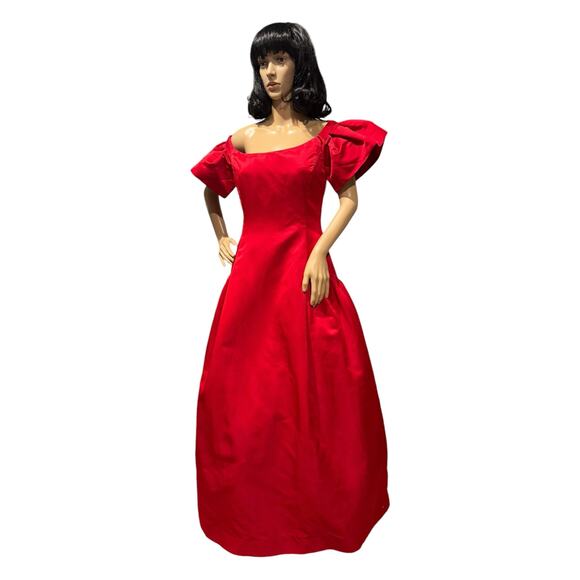 Sensational Scaasi 80's Red Off the Shoulder Formal Ball Gown Prom Dress size 10 - Picture 15 of 17